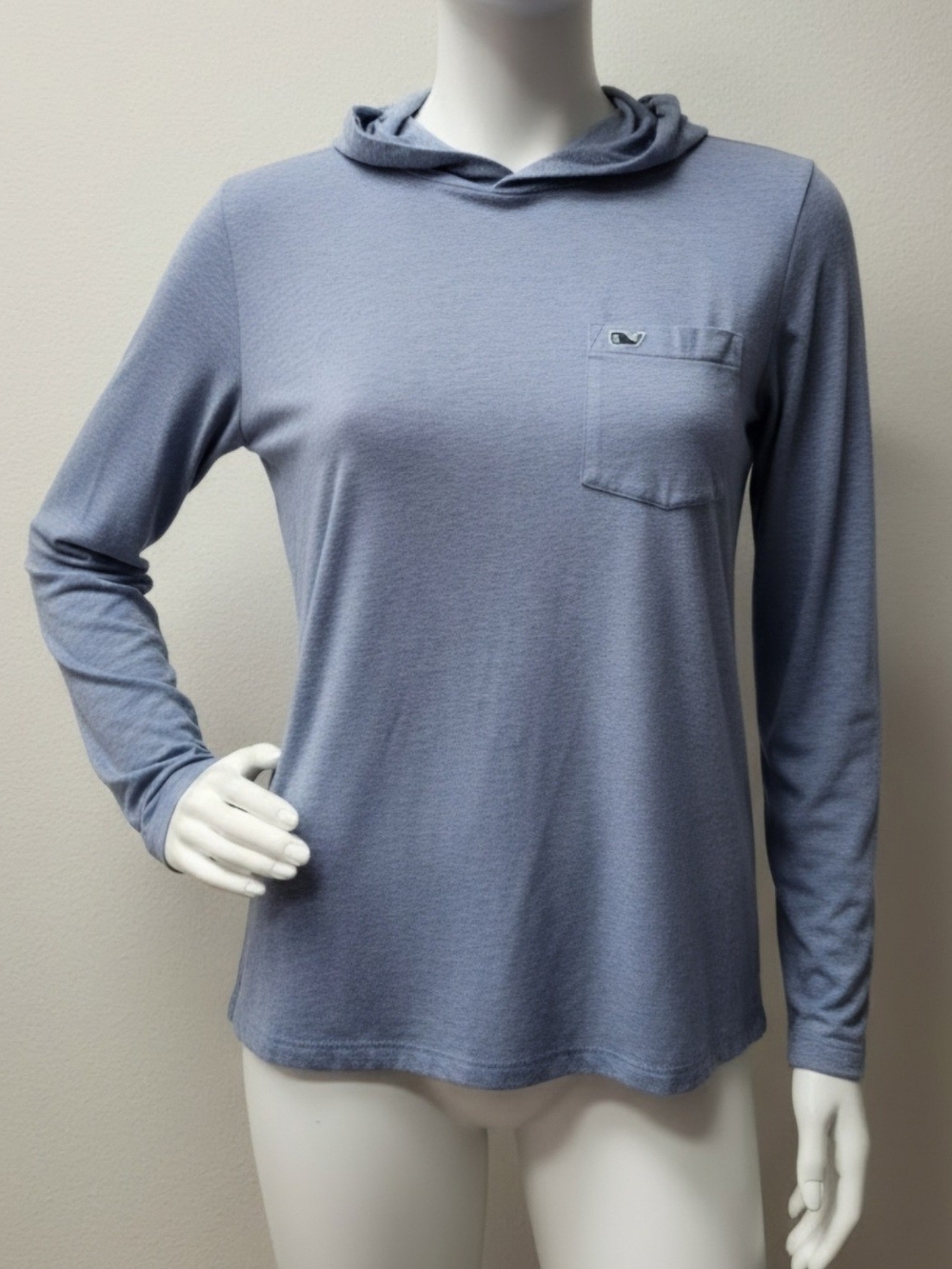 Vineyard Vines Women's Lightweight Hooded Long-Sleeve Tee in Dusty Blue